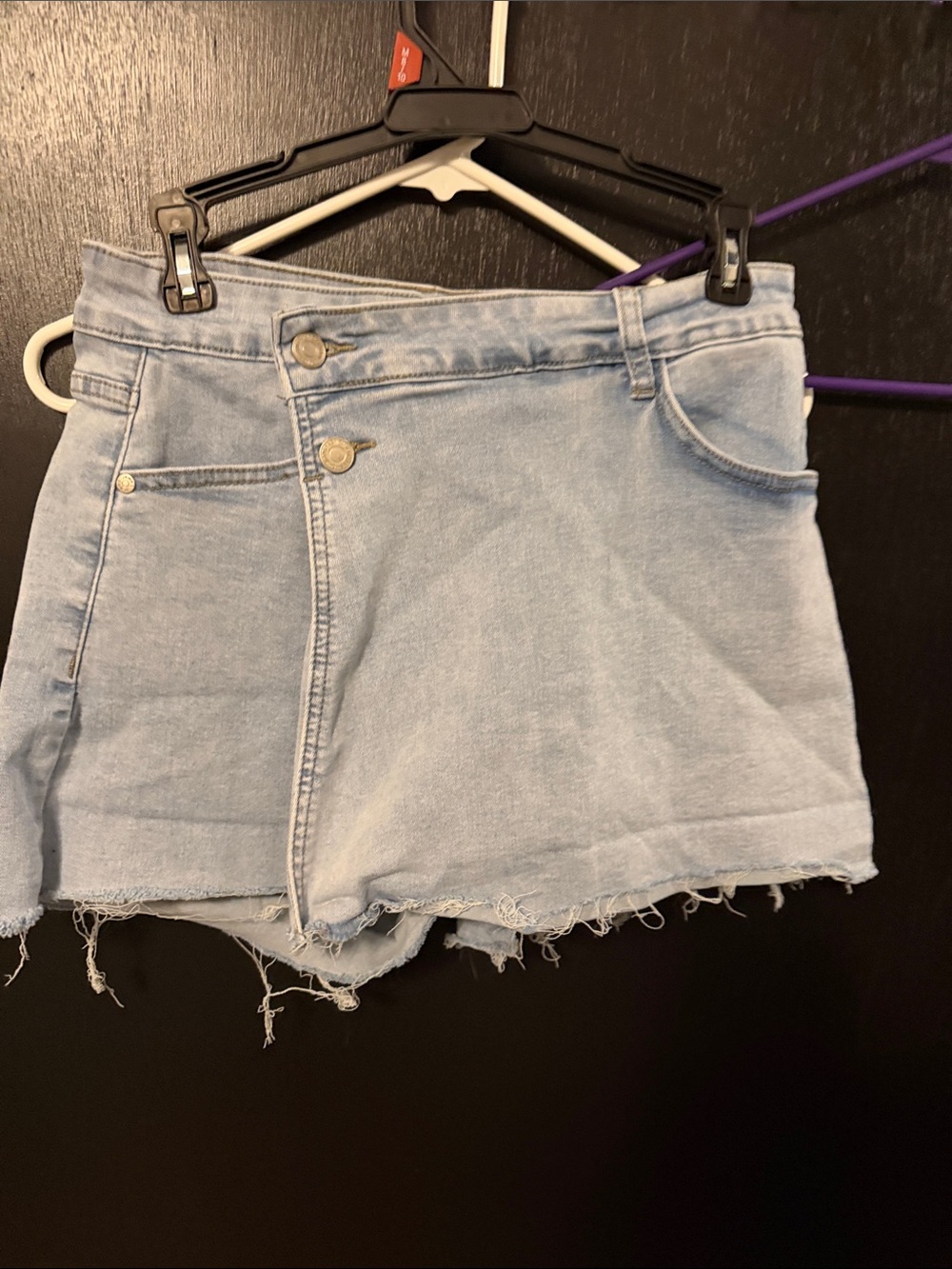 Light Blue Denim Frayed Hem Women’s Shorts